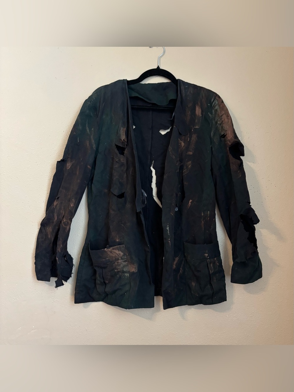 “Thriller Spooky” Heavily Distressed Shredded Paint Splatter Destroye Jacket